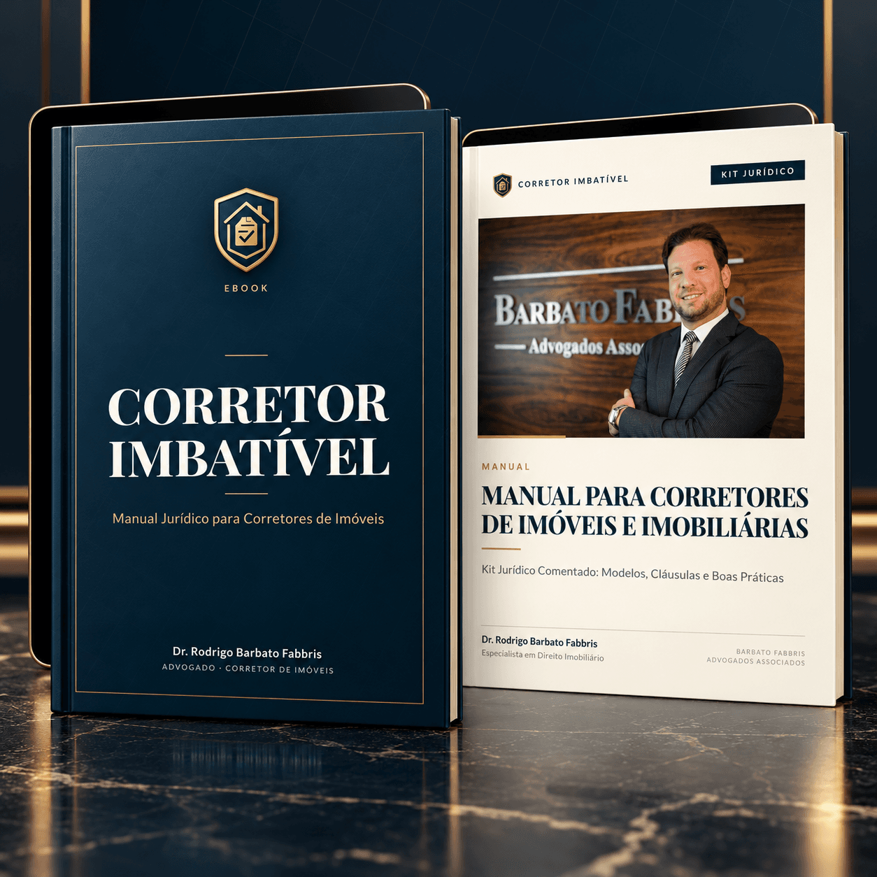 Mockup do Combo Completo com o eBook Corretor Imbatível e o Manual Jurídico